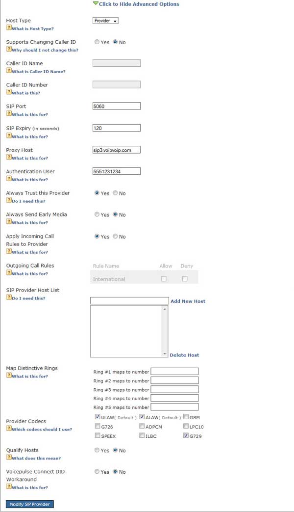 Switchvox sip configuration