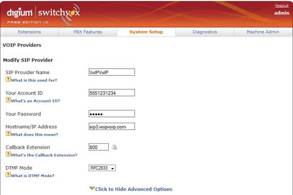 Switchvox sip settings